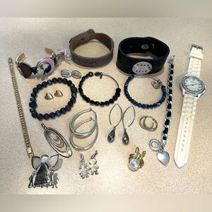 Mixed Jewelry Lot, 925 Sterling Silver Earrings, J Crew Cuff, Alex & Ani